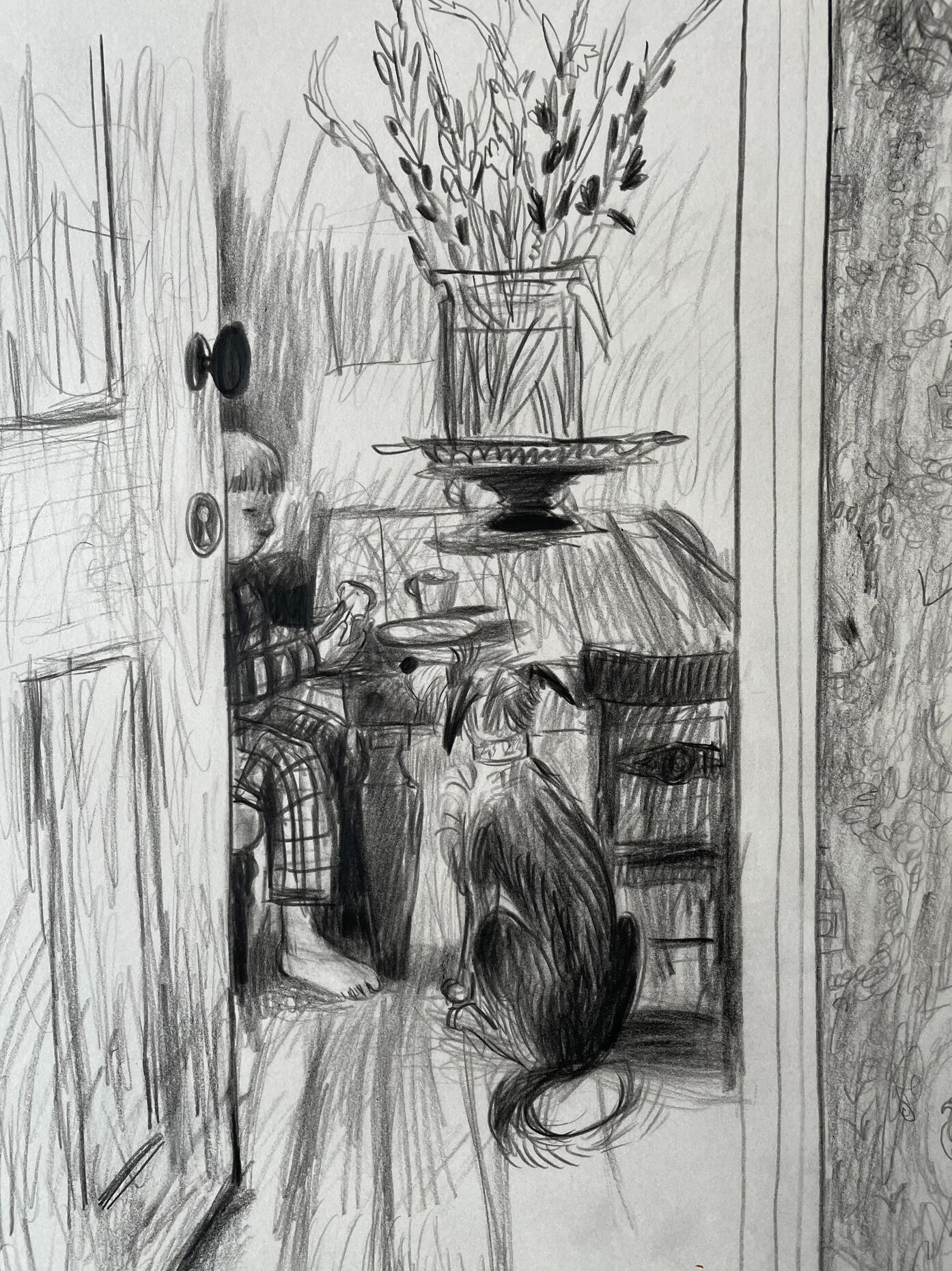 Sharing Breakfast. A3 sketchbook