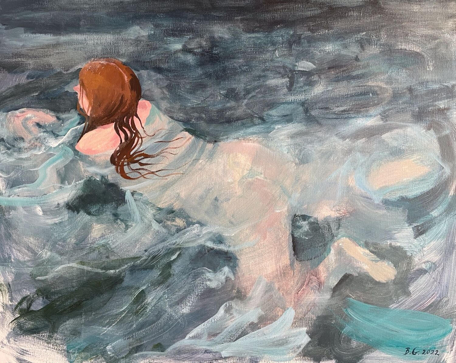 Swimmer and Seaweed. 80 x 100cm
