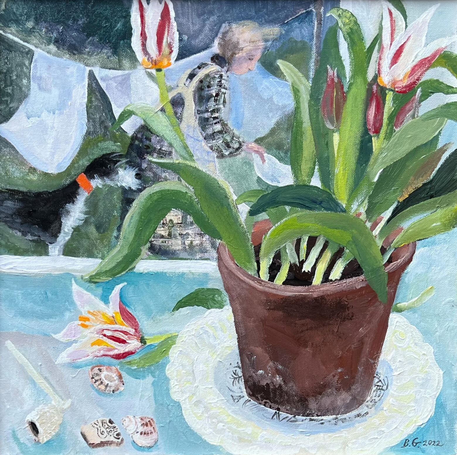 Spring Washing. 40 x 40cm