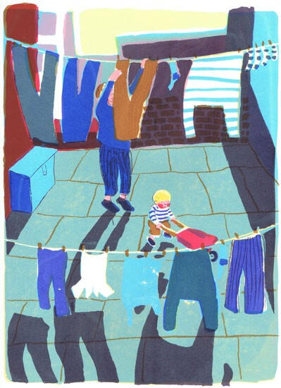 Washing Day. Screenprint, 50 x 35cm