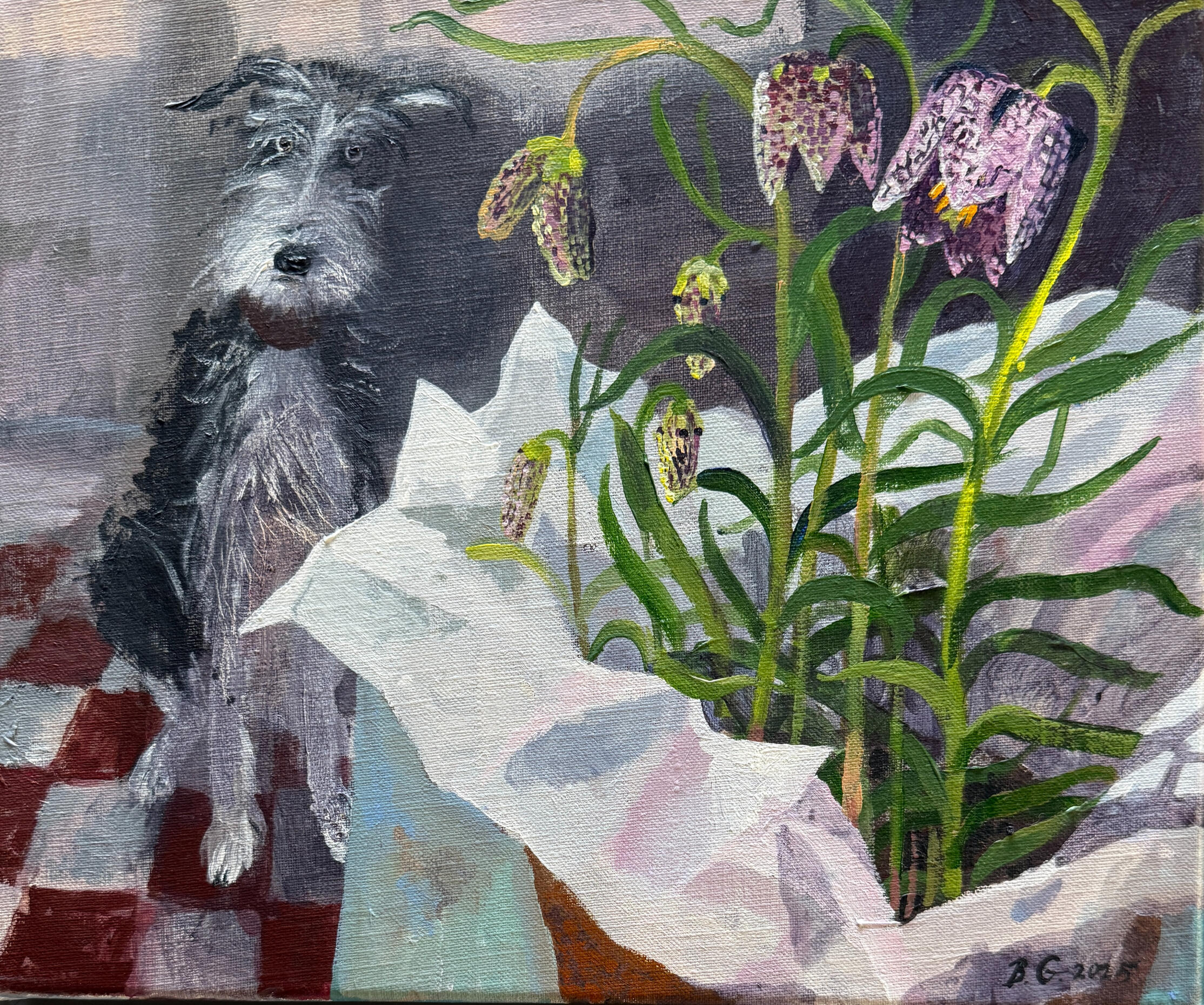 Hilda and Fritillaries. 20 x 30cm